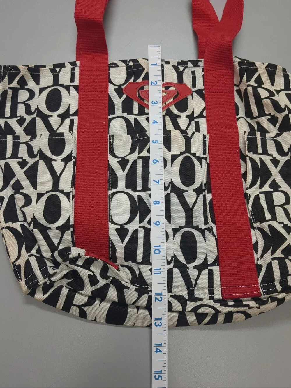 Roxy Logo Y2K Red, White And Black Tote Canvas Bag  (READ)